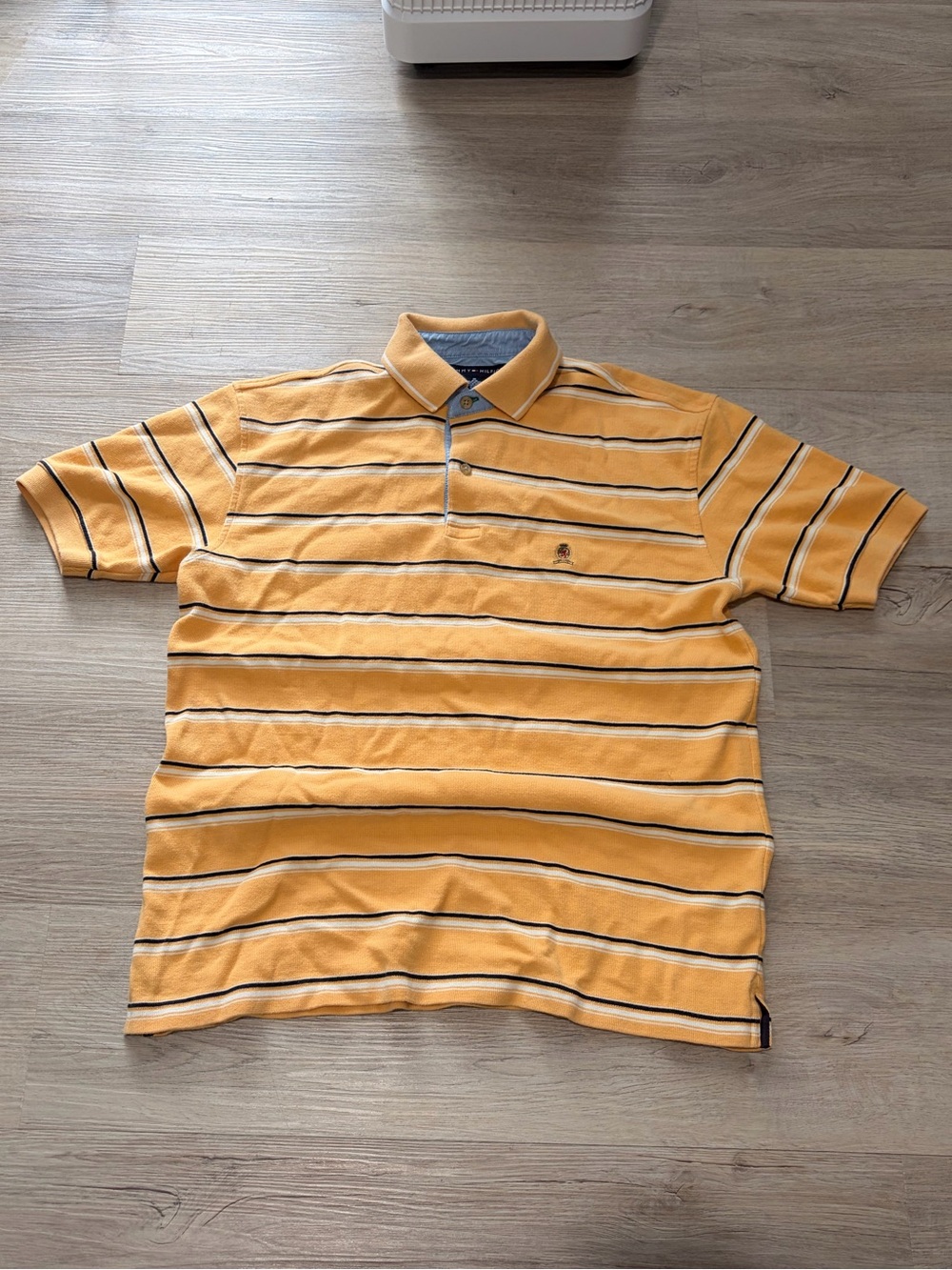 Tommy Hilfiger Yellow Striped Polo with Navy Accents
